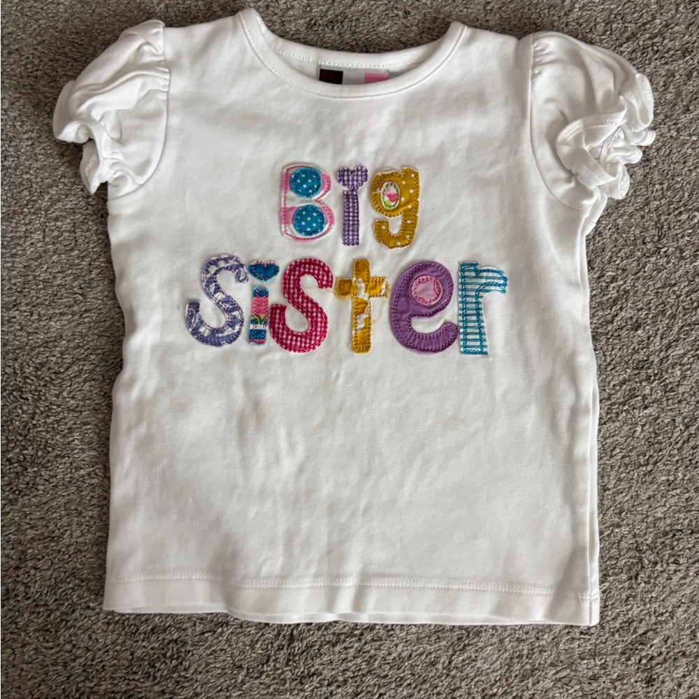Colorful 'Big Sister' White Kids T-Shirt